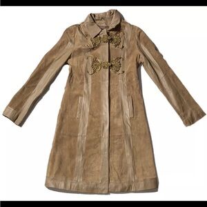 Arden B Suede/Leather Long Trench Jacket